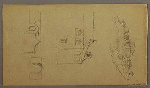 Dibujo, Anverso: En blanco; Verso: Fortree on Hilltop, Two c, Gateway, posiblemente 1868-69 de Frederic Edwin Church