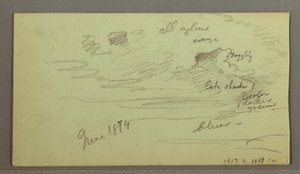 Dibujo, Río a través de la montaña, posiblemente 1874 de Frederic Edwin Church