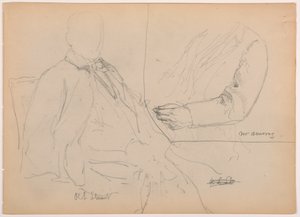 Dibujo, Robert L. Stuart sentado, primer retrato, para el Presbytarian Hospital; Sr. W. ARmory, estudio de tórax y brazos, 1881