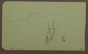 Dibujo, Pared rocosa, Pilastra; Verso: Paisaje montañoso, Figuras, 1883 de Frederic Edwin Church