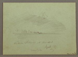 Dibujo, Rocas frente a la costa, Acantilados rocosos junto a la costa, abril de 1869 de Frederic Edwin Church