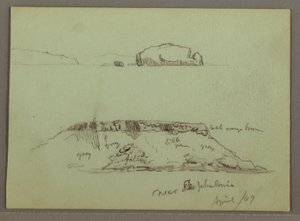 Dibujo, Rocas frente a la costa, Acantilados rocosos junto a la costa, abril de 1869 de Frederic Edwin Church