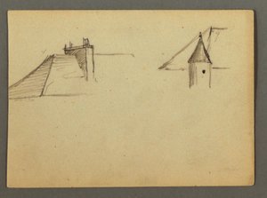 Dibujo, tejado con chimenea, torreta, posiblemente 1868 de Frederic Edwin Church