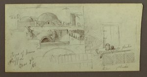 Dibujo, Tejados mirando al mar, puerta de una casa, 7 de marzo de 1868 de Frederic Edwin Church