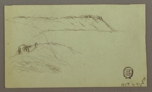 Dibujo, Ruinas rodeadas de muros, tiendas, dos estudios de figuras, 28 de abril de 1868 de Frederic Edwin Church