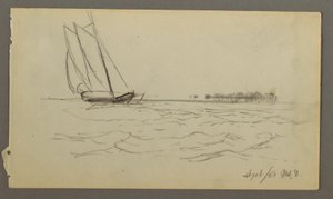 Dibujo, Velero surcando las olas, 1860 de Frederic Edwin Church