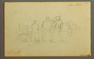 Dibujo, Velero visto desde babor, 1845 de Frederic Edwin Church