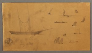 Dibujo, Estudios sobre veleros, 12-13 de julio de 1859 de Frederic Edwin Church