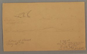 Dibujo, Velero, Costa montañosa, Islas, 29 de mayo de 1868 de Frederic Edwin Church
