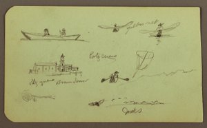Dibujo, Bocetos de Patzcuaro; Verso: Iglesia,Atlatahuca, 1883 de Frederic Edwin Church