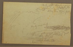 Dibujo, Estudio del cielo, crestas montañosas, arco iris, década de 1860 de Frederic Edwin Church