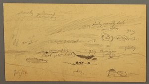 Dibujo, Estudio del cielo sobre cresta y arco iris, julio de 1866 de Frederic Edwin Church