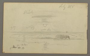 Dibujo, Cielo con sol bajo sobre el agua, julio de 1858 de Frederic Edwin Church