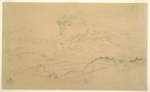 Dibujo, Humo saliendo del volcán Cotopaxi, Ecuador, 1857 de Frederic Edwin Church