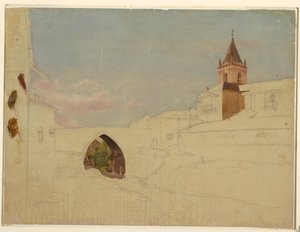 Dibujo, vista de ciudad sudamericana, 1857 de Frederic Edwin Church