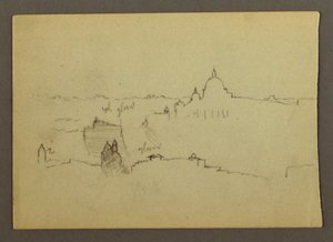 Dibujo, Basílica de San Pedro vista desde el norte contra las colinas y el horizonte de Roma, enero de 1869 de Frederic Edwin Church