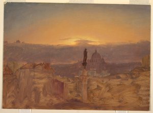 Dibujo, Basílica de San Pedro desde el Pincio, Roma, finales de 1868 o principios de 1869 de Frederic Edwin Church