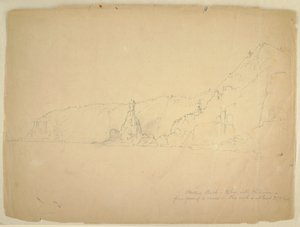 Dibujo, "Statue Rock", septiembre de 1851 de Frederic Edwin Church