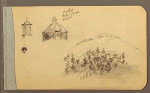 Dibujo, campanario, cúpula, cabeza, colinas, 1889 de Frederic Edwin Church