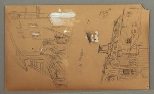 Dibujo, Estudios de Chalet, hombre con pipa, Patos, 1868 de Frederic Edwin Church