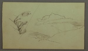 Dibujo, Cumbre elevándose sobre las nubes, valle estrecho, posiblemente 1868 de Frederic Edwin Church