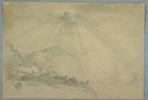Dibujo, Sol atravesando las nubes sobre un valle montañoso, Jamaica, julio de 1865 de Frederic Edwin Church