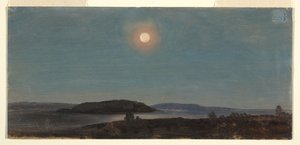 Dibujo, Sol o Luna saliendo sobre las islas Porcupine, Bar Harbor, ca. 1860 de Frederic Edwin Church