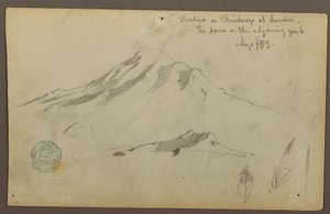Dibujo, Amanecer en el monte Chimborazo y tres detalles de la hierba, septiembre de 1853 de Frederic Edwin Church