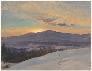 Dibujo, Puesta de sol en el valle del Hudson, invierno, 1870-80 de Frederic Edwin Church