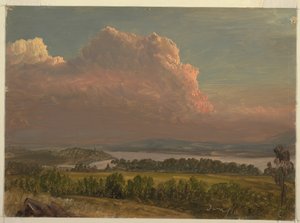 Dibujo, Puesta de sol en el valle del Hudson, junio de 1870 de Frederic Edwin Church