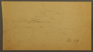 Dibujo, Puesta de sol tras las colinas, febrero de 1867 de Frederic Edwin Church