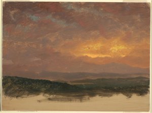 Dibujo, Puesta de sol sobre las Catskills, 1870-80 de Frederic Edwin Church