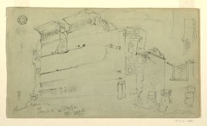 Dibujo, Templo, Petra, Jordania, 27 de febrero de 1868 de Frederic Edwin Church