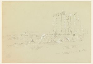 Dibujo, Templo con Semua [actual as-Samu] a lo lejos, 17 de febrero de 1868. de Frederic Edwin Church