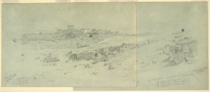 Dibujo, Templos por la mañana, Baalbek, 12 de mayo de 1868