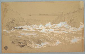 Dibujo, La garganta, Niágara, mirando hacia el puente colgante, ca. 1856-58 de Frederic Edwin Church