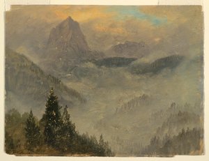 Dibujo, El Hochkalter, cerca de Berchtesgaden, 1868