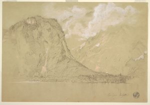 Dibujo, El Königssee y las cataratas de Schrainbach, julio de 1868 de Frederic Edwin Church
