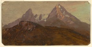 Dibujo, El Watzmann, Berchtesgaden, Baviera, 1868