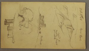 Dibujo, Tres estudios de un castillo en lo alto de una colina, 1 de octubre de 1868 de Frederic Edwin Church