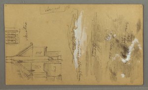 Dibujo, Casa de madera, Sky, Austria, 1 de agosto de 1868