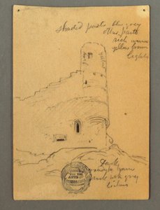 Dibujo, Torre del castillo, Sión, posiblemente 1868 de Frederic Edwin Church