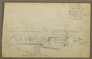 Dibujo, Pueblo (¿Ecuador), 1853 de Frederic Edwin Church