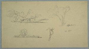 Dibujo, Árboles, una orilla con arbustos y árboles, septiembre de 1876 de Frederic Edwin Church