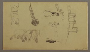 Dibujo, Dos estudios de ciudad en la cima de una montaña, posiblemente 1868-69