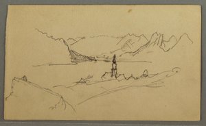 Dibujo, Valle, Iglesia, St. Gilgen Austria, posiblemente 1868 de Frederic Edwin Church