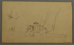 Dibujo, Valle, Iglesia, St. Gilgen Austria, posiblemente 1868 de Frederic Edwin Church
