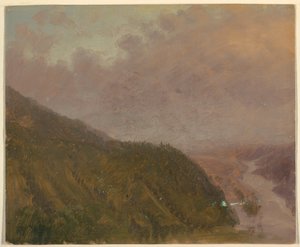Dibujo, Valle desde lo alto de una colina (Europa), 1860-70 de Frederic Edwin Church