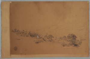 Dibujo, Valle con el aserradero McAllisters, Colombia, junio de 1853 de Frederic Edwin Church