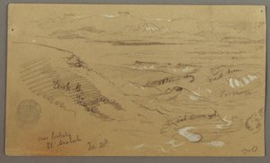 Dibujo, Vista a través de Wady el-Arabah, 20 de febrero, posiblemente 1868 de Frederic Edwin Church